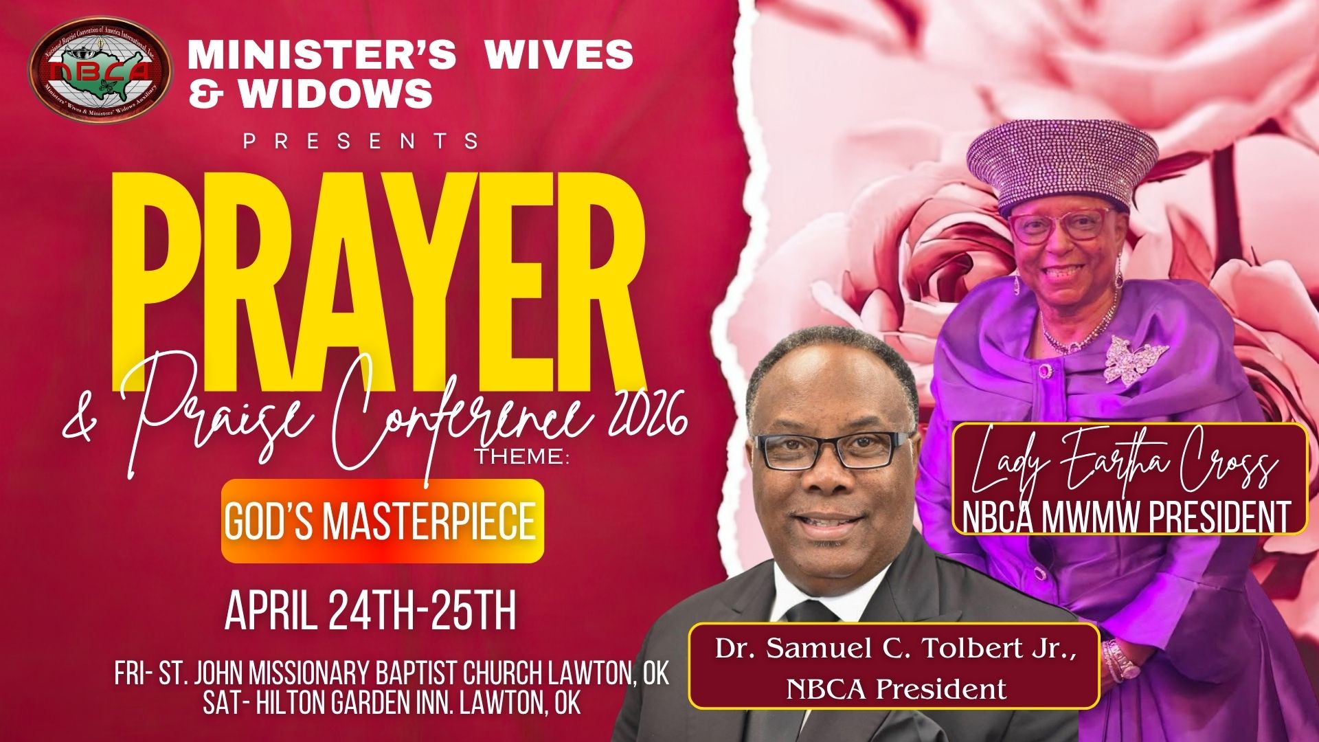 Prayer & Praise Conference 2026 official flyer featuring Dr. Samuel C. Tolbert Jr. and Lady Eartha Cross